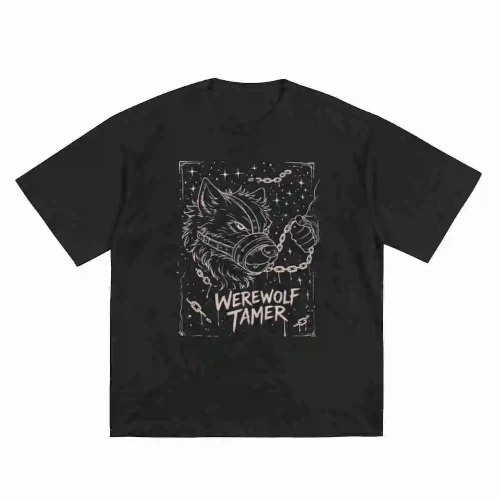 Werewolf Tamer Furry Wolf Therian Muzzled Alt Fashion Dark Fandom Subculture Short Sleeve Tee 100% Cotton T-Shirt