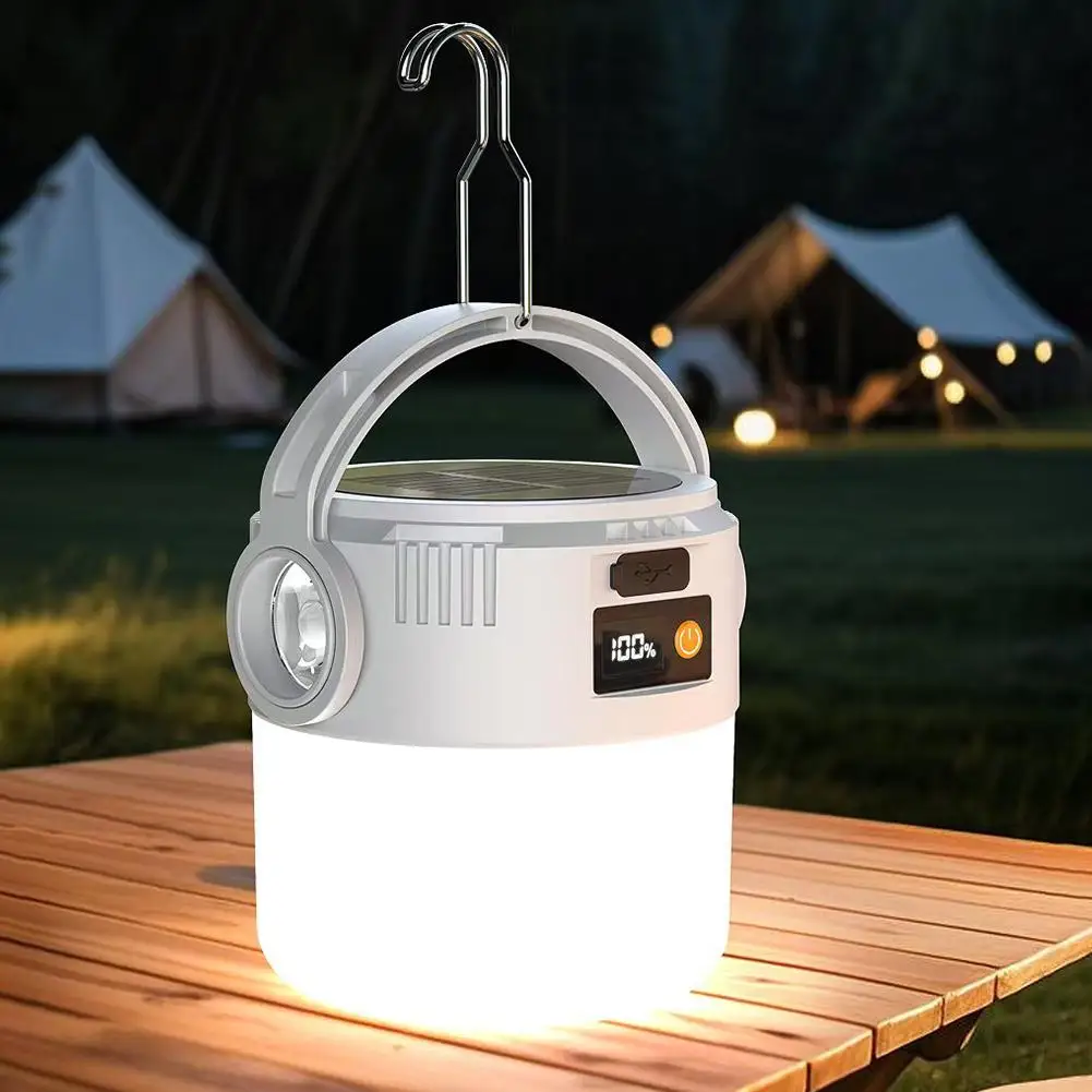 Solar Camping Light USB Rechargeable Outdoor Portable Waterproof Emergency Lantern For Hiking Backpacking Tent Activities