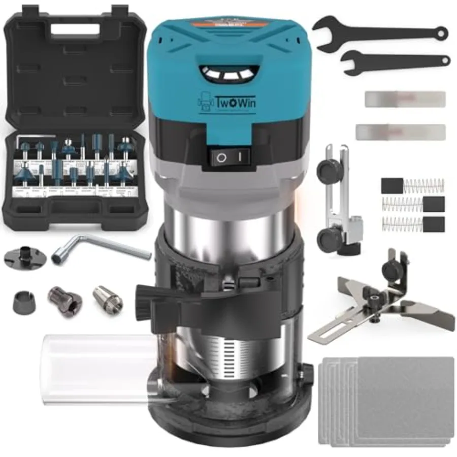 

Router Tool 6.5 Amp 1.25 HP Hand held Wood Router Tool Compact Palm Trim Router for Woodworking 6 Variable Speeds Fixed Base La