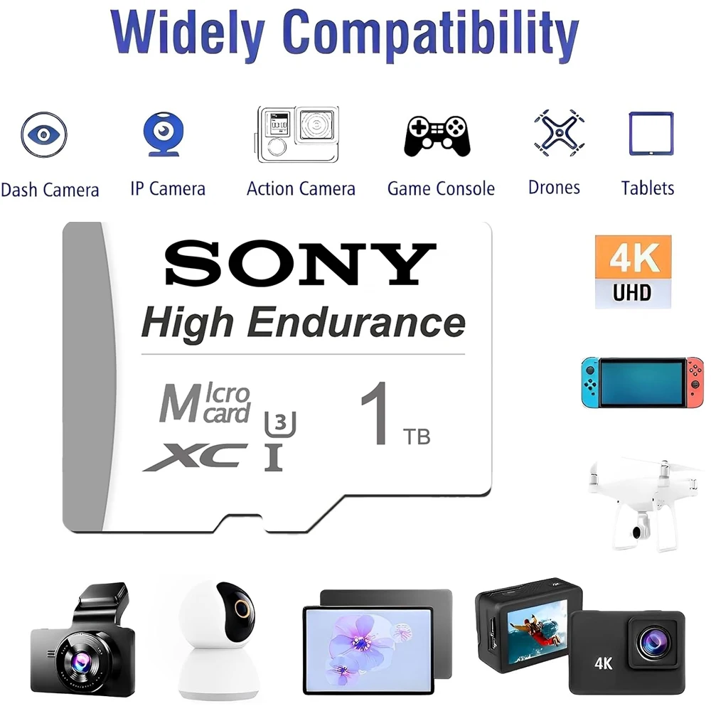 SONY Memory Card 2TB 1TB Class10 V60 A2 TF Card 512GB Mini SD Card 128GB High Speed Micro TF SD Card 256GB For Camera GoPro DJI