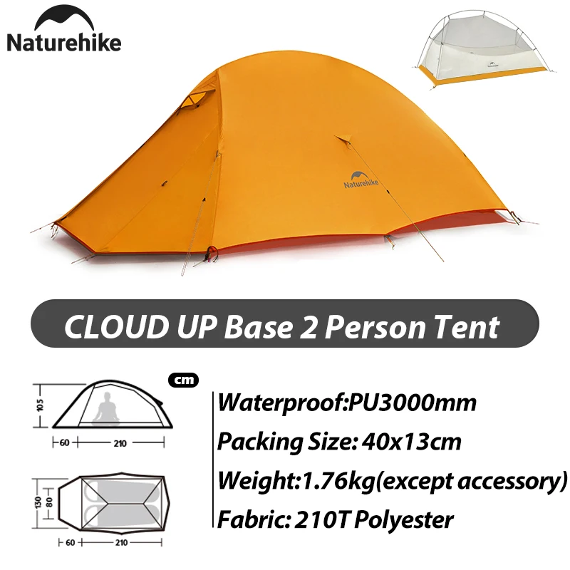 Naturehike New Cloud Up Base Camping Tent 1 2 3Person Lightweight