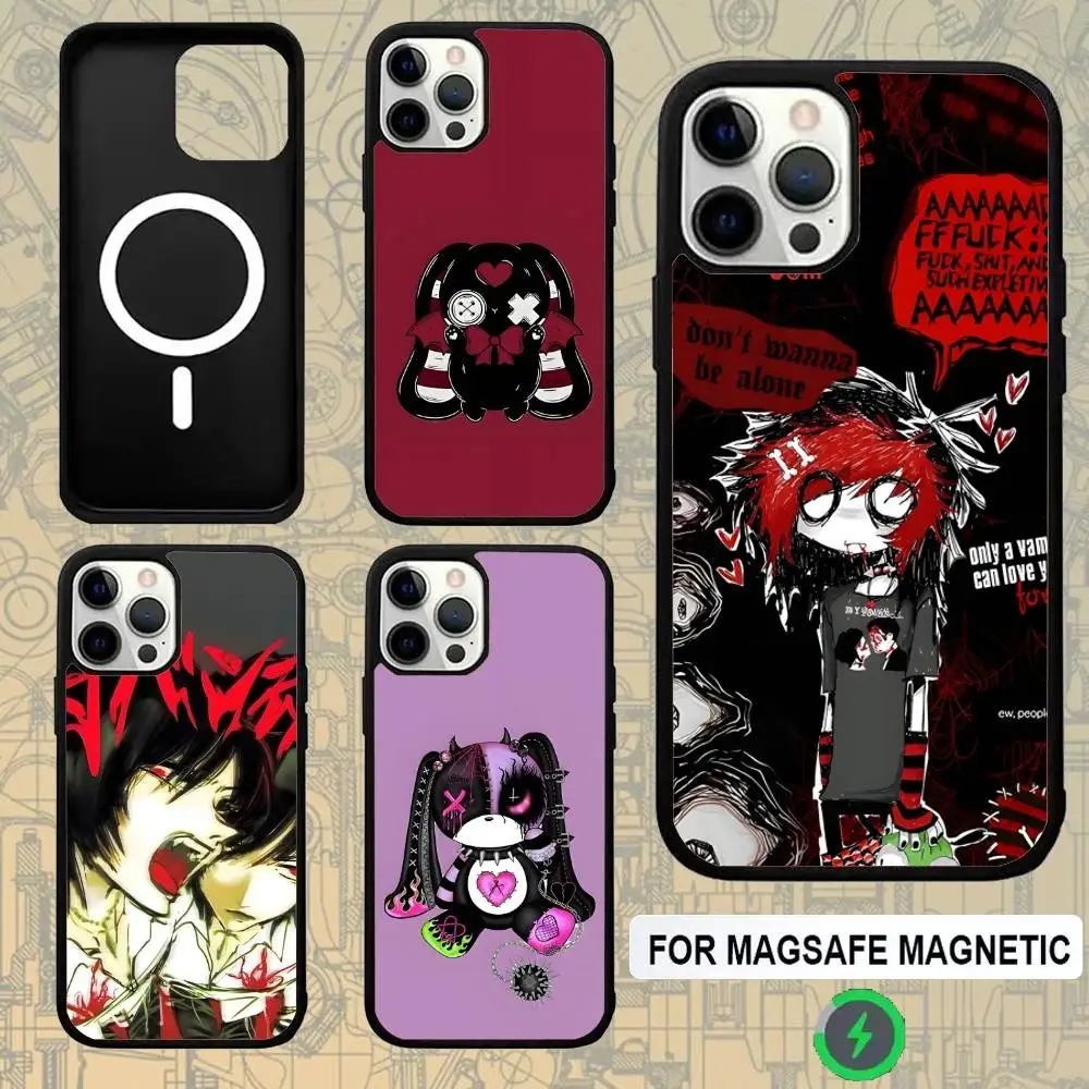 

Love Black and Cute Emo For Magsafe Wireless Charger Case For iPhone 15,16,17,13,14,11,12,Pro,Max,Plus,E,Air,Mini Magnetic
