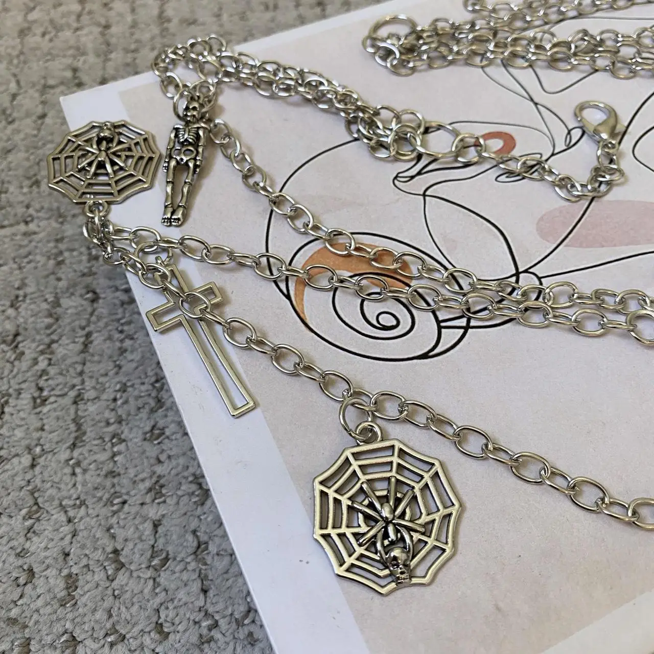 سلسلة خصر عصرية معدنية من حجر الراين على شكل عنكبوت من HERSHINE للنساء، Y2K إكسسوار هيب هوب على الطراز القوطي الشرير والصخرة #4