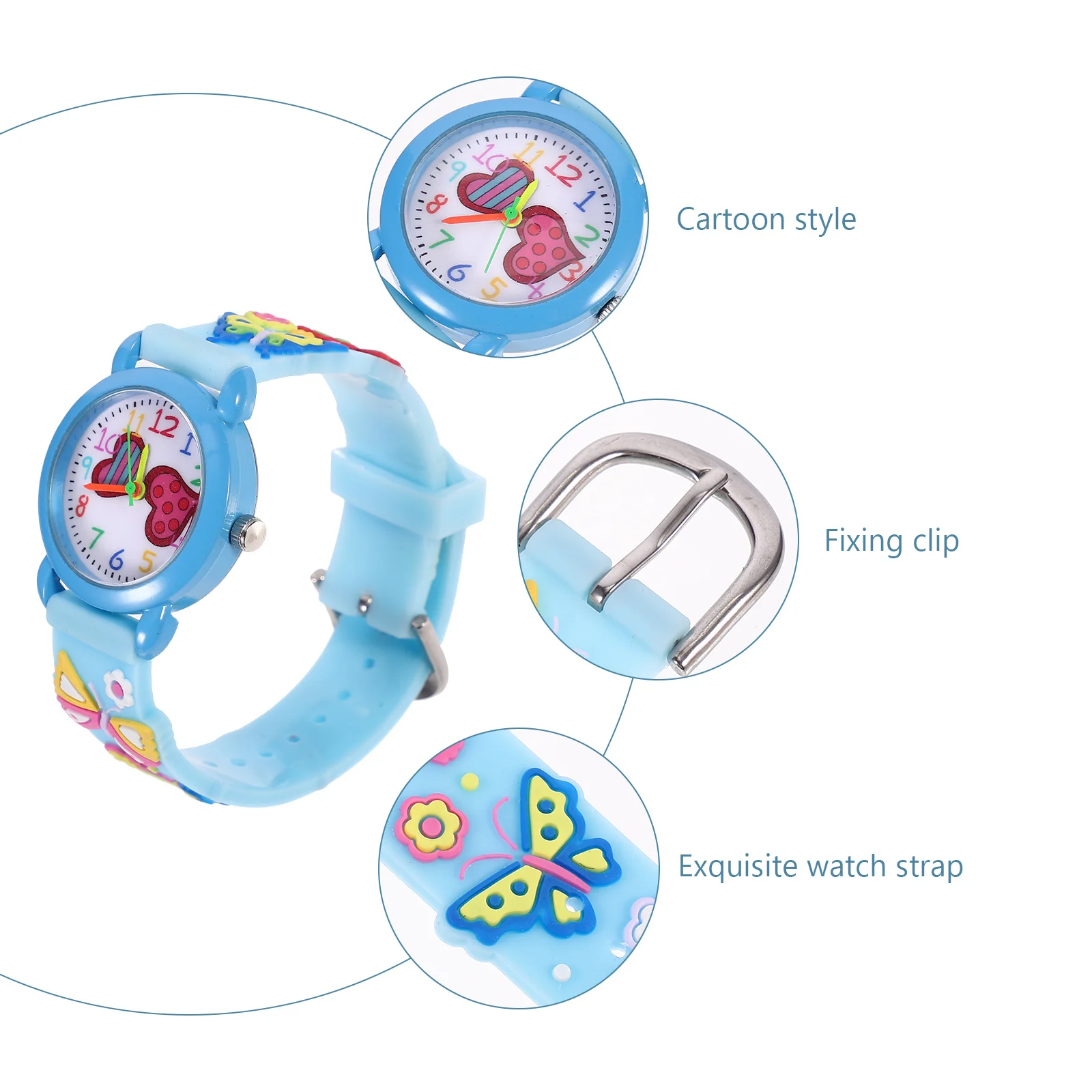 1Pcs Cartoon Butterfly Watch Colorful 3D Wristwatch Adjustable Strap Lightweight Student Gift 3D Watch