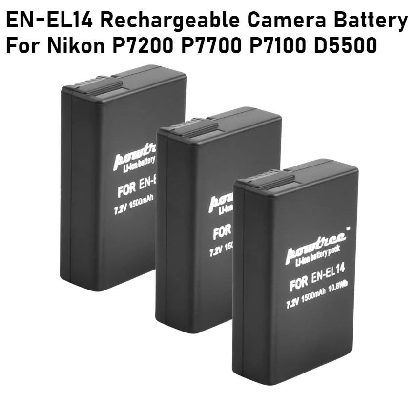 

1500mAh Li-ion EN-EL14 Rechargeable Camera Battery for Nikon P7200 P7700 P7100 D5500 D5300 D5200 D3200 D3300 D5100 D3100 L50