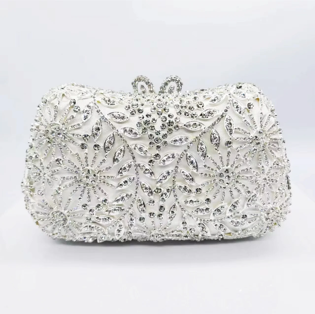 WHTUOHENG Silver Crystal Evening Bag Diamond Clutches Rhinestone Women Rhinestone Purses Wedding Prom Handbags Dinner Clutch