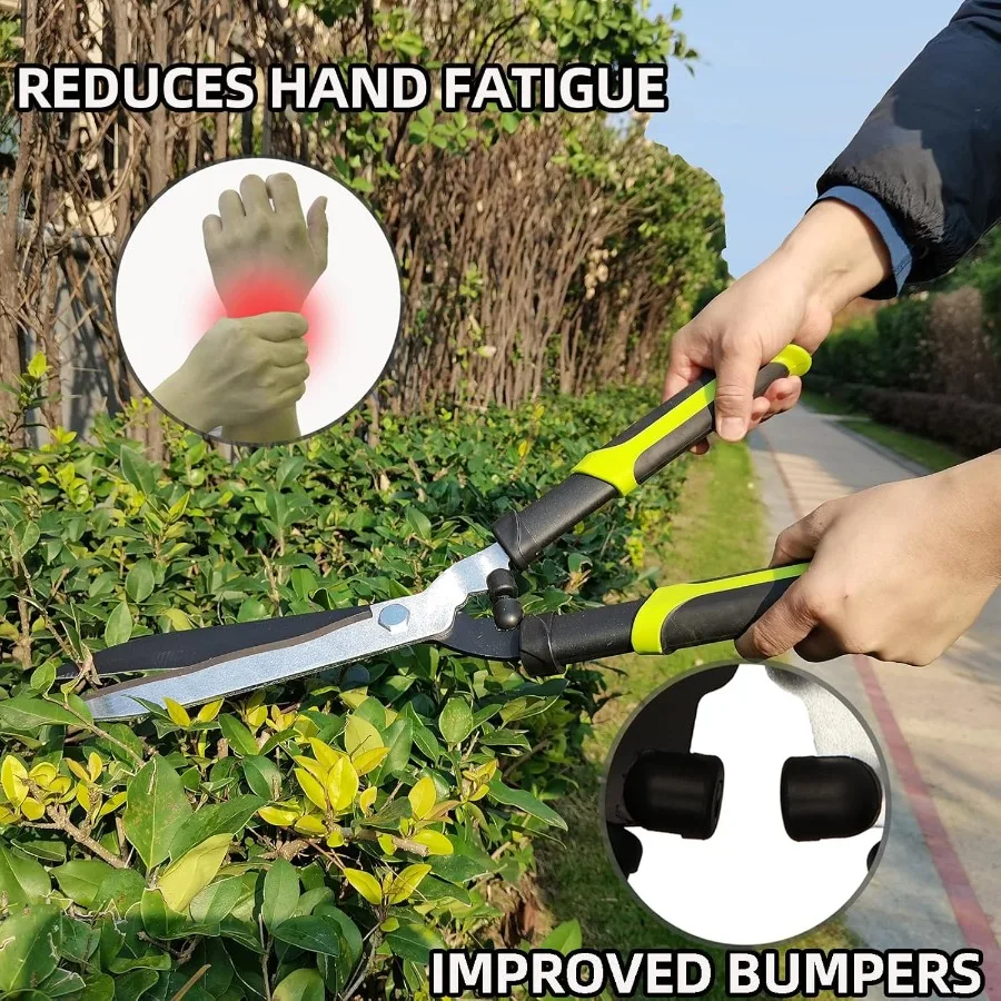 Tijeras cortasetos de 19 pulgadas con cuchillas onduladas afiladas para corte de precisión de bordes y arbustos de jardín, herramientas de jardín ideales para