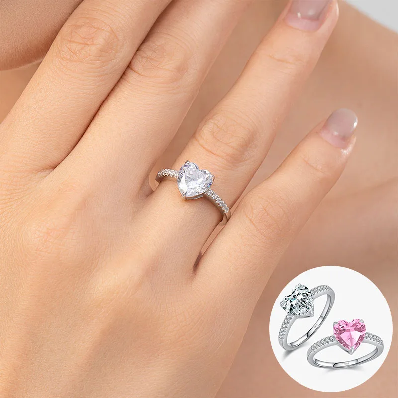 

100% 925 Sterling Silver Zircon Love Heart Ring for Woman Girl Fashion Romantic Simple Design Jewelry Party Gift Dropshipping