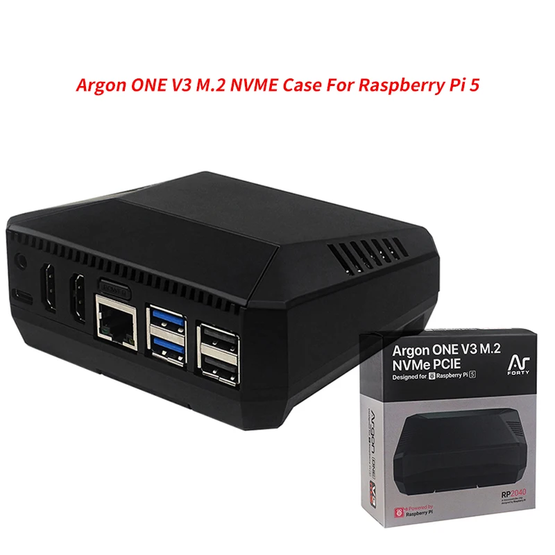 

Argon ONE V3 M.2 NVME Case Aluminum Shell Bulit-in PWM Fan Heatsinks Active Passive Cooler For Raspberry Pi 5