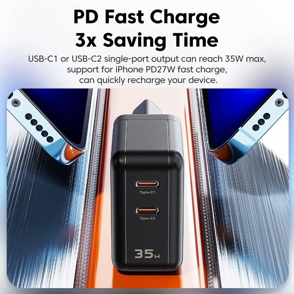 Toocki USB GaN Charger 35W Fast Charge Charger Type C PD 3.0 Quick Charge For iPhone 14 13 12 11 Pro Max USB C Charger Adapter