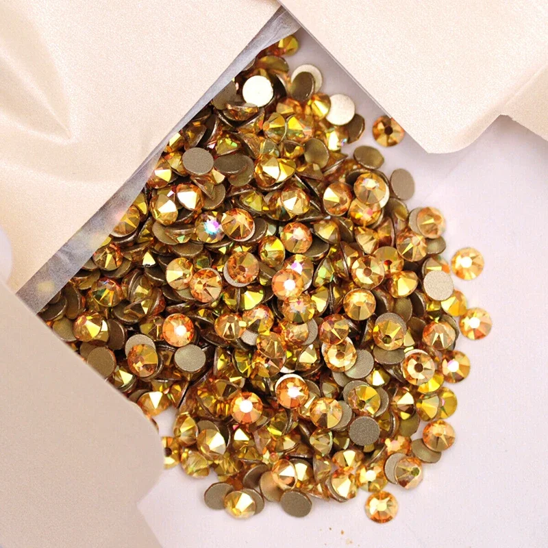 YANRUO 2088 Non Hotfix Metalic Sunshine Glue On Crystal Nails Art Rhinestones Flat Back Decor Stones Diy For Wedding Dress