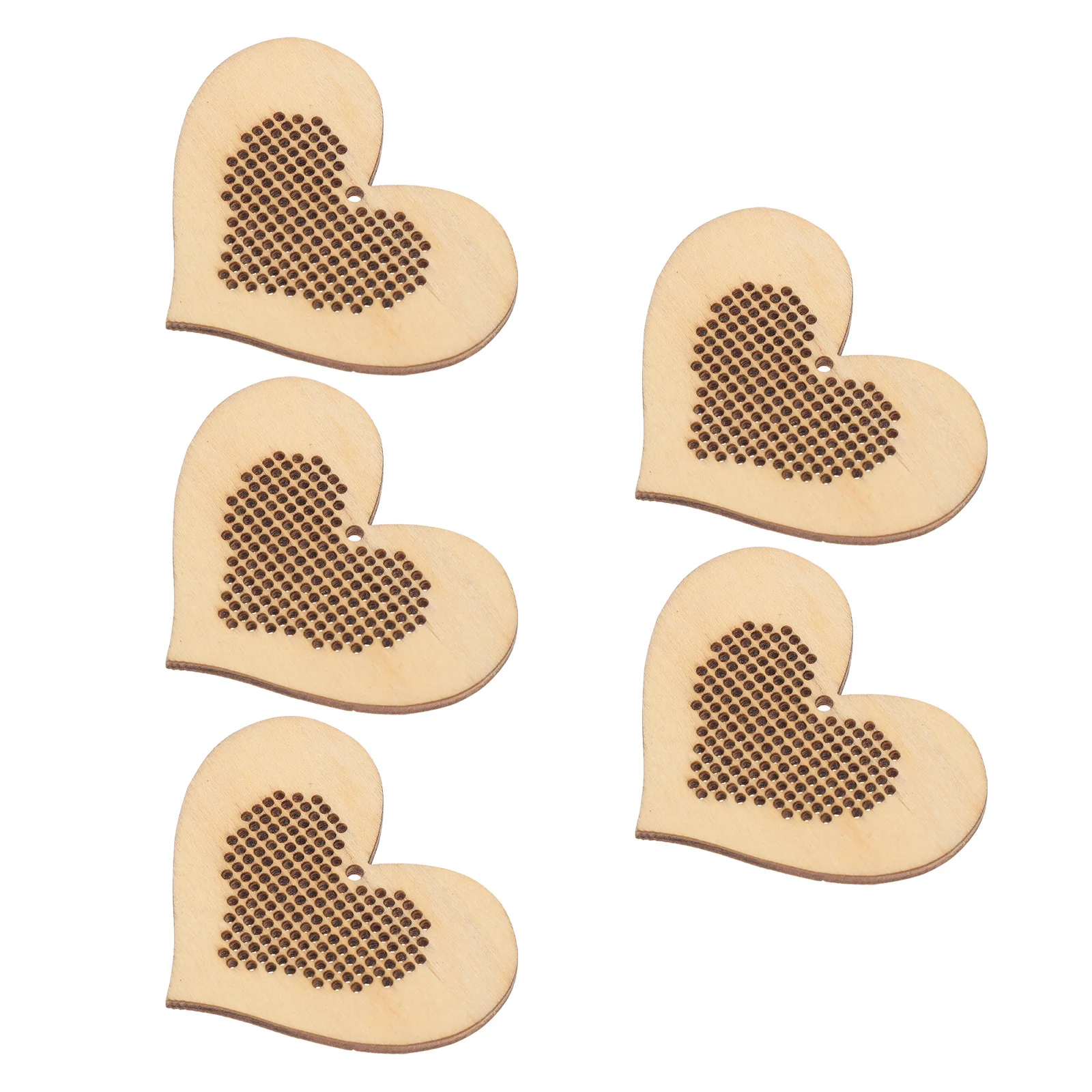 

5Pcs Mini Cross-Stitch Wooden Chips DIY Gift Pendant Accessories Handmade Portable Wood Plates Creative Hollow Design for Craft