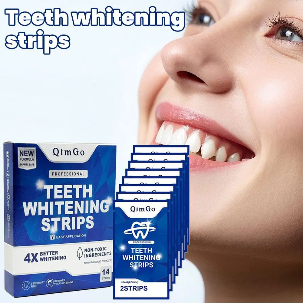 

QimGo Teeth Whitening Strips Easy Application Non-Toxic Remove Yellow Tooth Stains Dental Professional Care 14/28/42pcs Patches