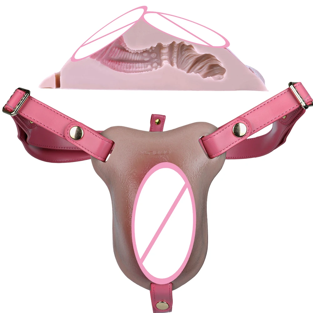 SXXY Soft Silicone Male Strap On Dual-purpose Vaginal Pads Lifelike Clitoris For Men Transgender Crossdresser Insertable Vagina