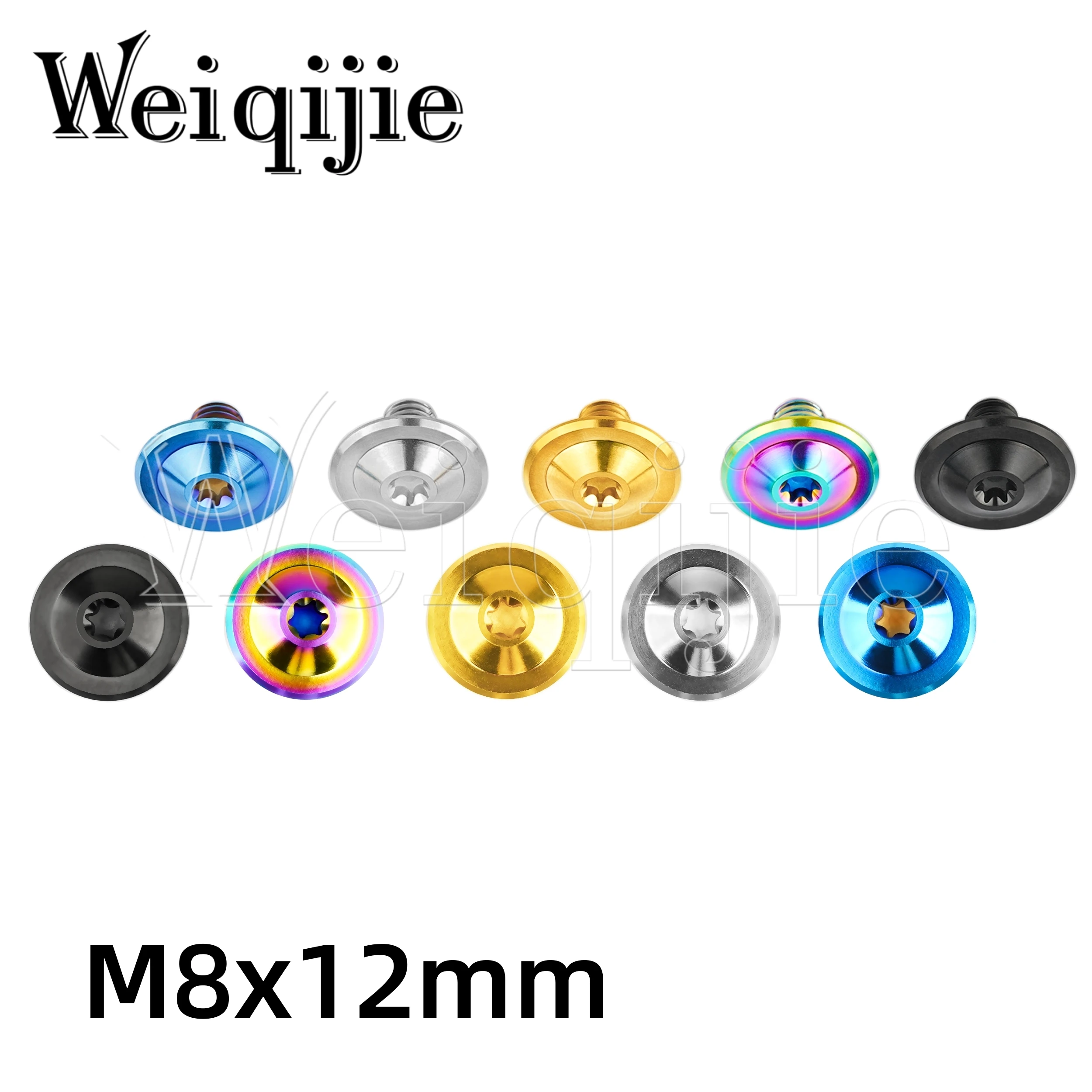 Weiqijie 6pcs Titanium Bolt M8x12mm Butterfly Shaped Flange Plum Blossom Head Suitable for Bicycle and Motorcycle Modification