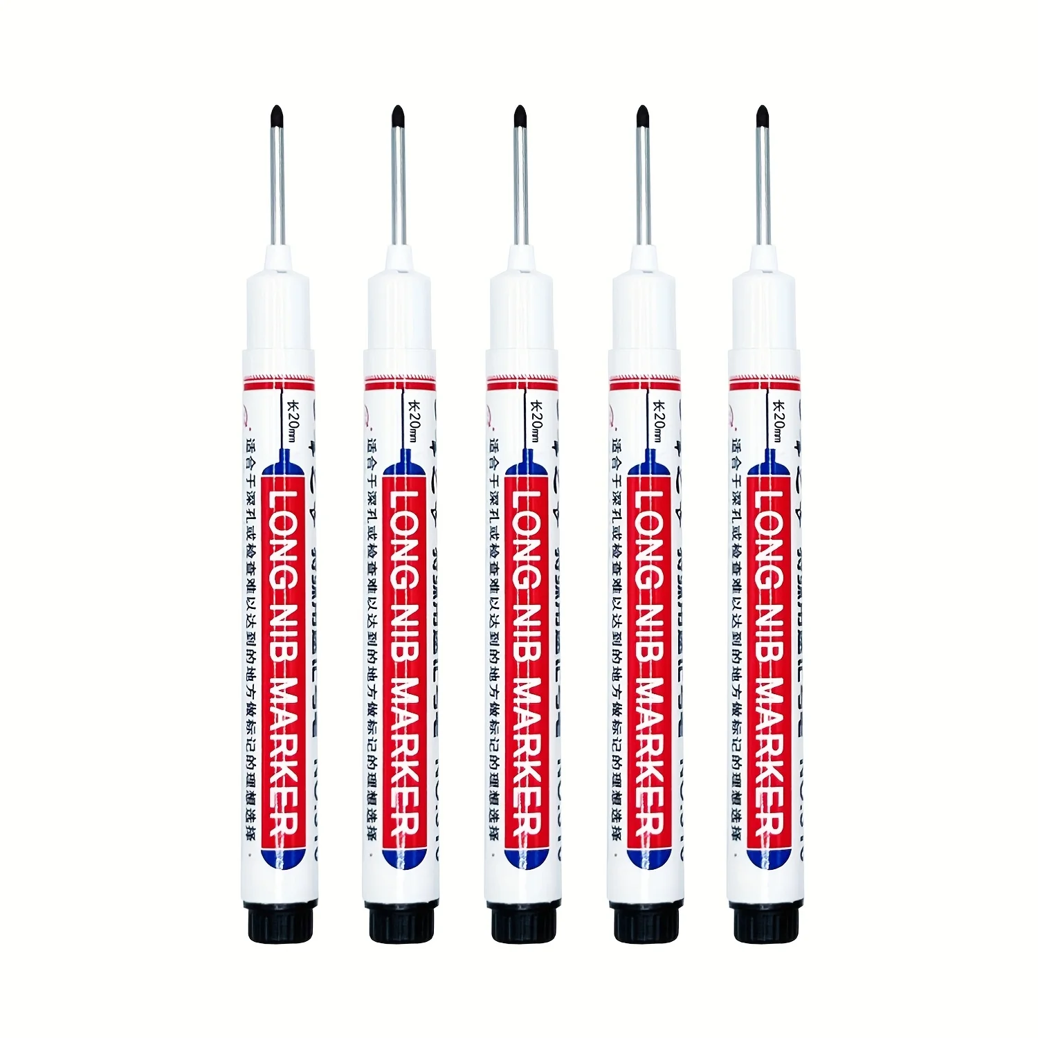 5-15 stuks 20mm Diepe Gat Lange Punt Markeringen Voor Metaal Perforeren Pen Waterdicht Badkamer Houtbewerking Decoratie Multifunctioneel