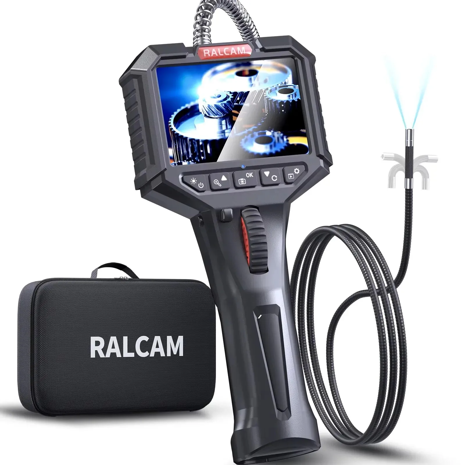 

Ralcam 6.2mm Industrial Endoscope,Dual 180° Articulated Inspection Borescope Waterproof Camera with 3.5" HD IPS Screen