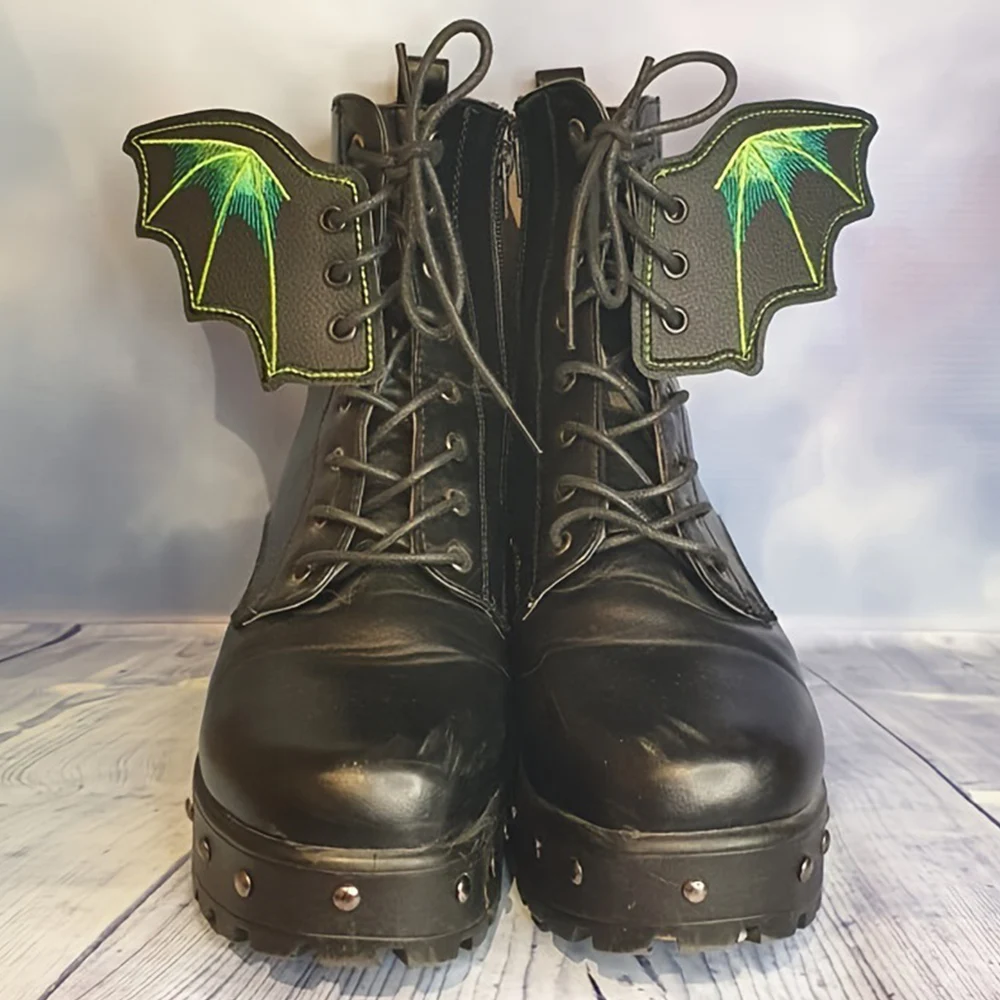 

DIY Bats Wings Shoe Decor Pu Leather Bat Wings Shoe Ornament Round Toe Lace Up Sport Shoes Wings Adult Kids Shoe Decor Accessory