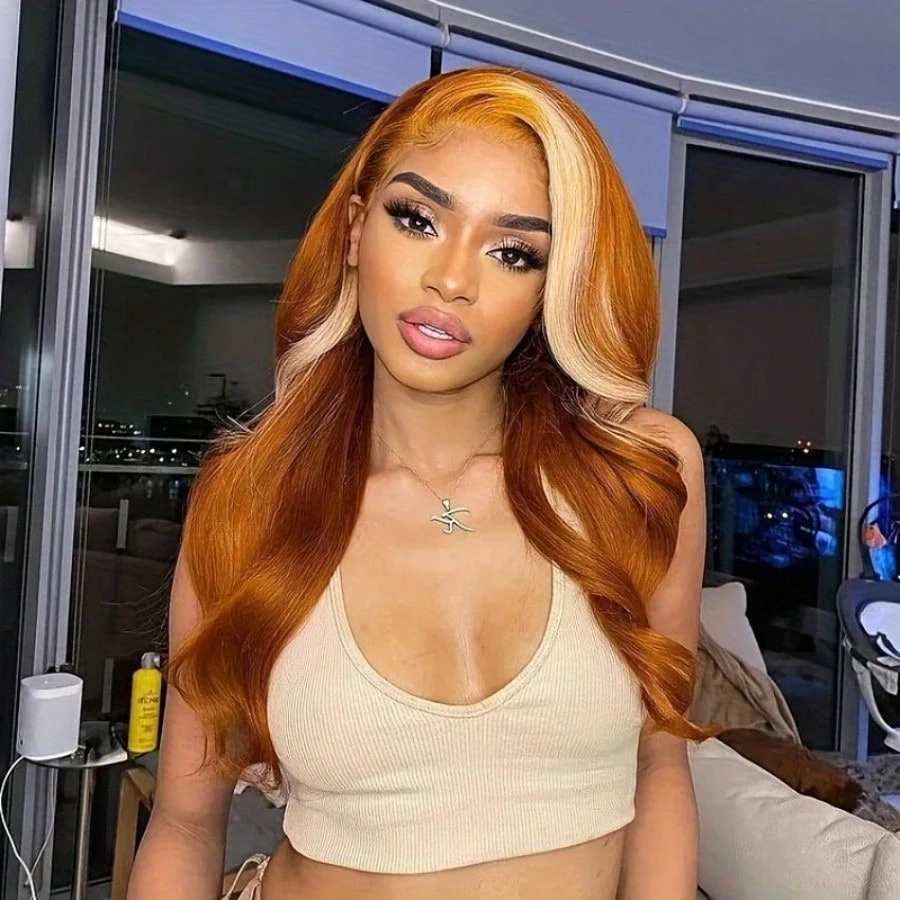 

Стильный парик с эффектом омбре и волнистыми прядями, с кружевной передней частью, термостойкий, дышащий, из синтетических волос для женщин, парик с кружевной передней частью 13x4, идеально подходит для всех типов кожи.