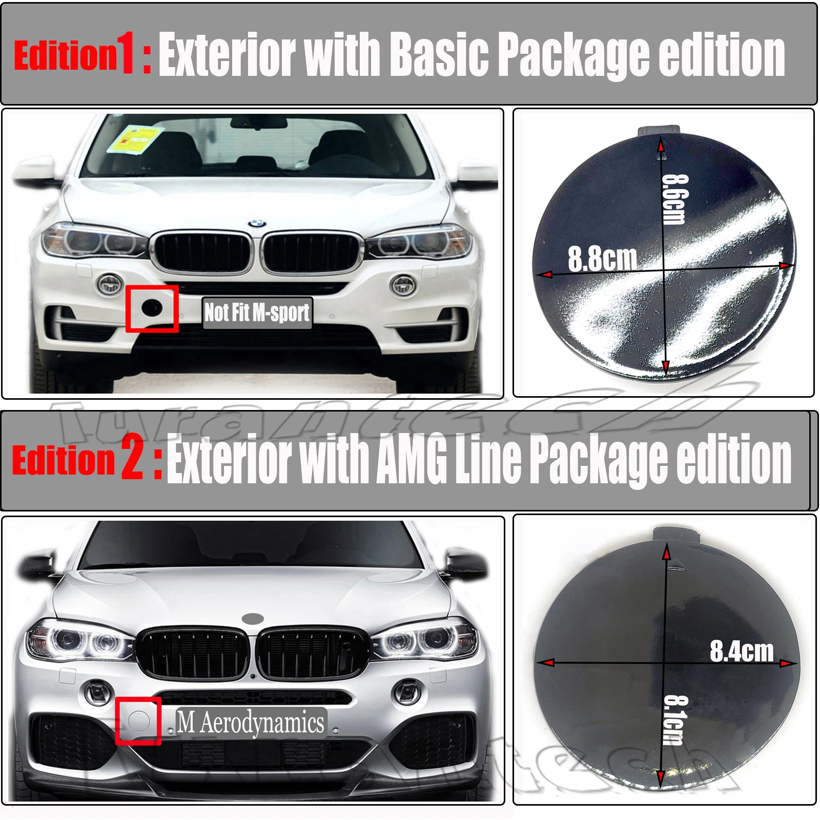 Tampa de Reboque Dianteira para BMW X5 F15 SAV 2014-2018, compatível com 25dX 28iX 30dX 35dX 35iX 40dX 50iX SUV, Tampa do Gancho de Reboque do Para-choque
