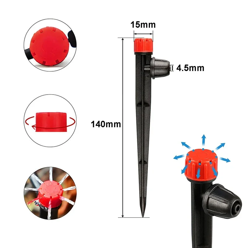 20/50PCS 360° Scattering Sprinkler Flow Adjustable Ground Plug Sprinkler Irrigation Nozzle Locked Drip Sprinkler for 1/4