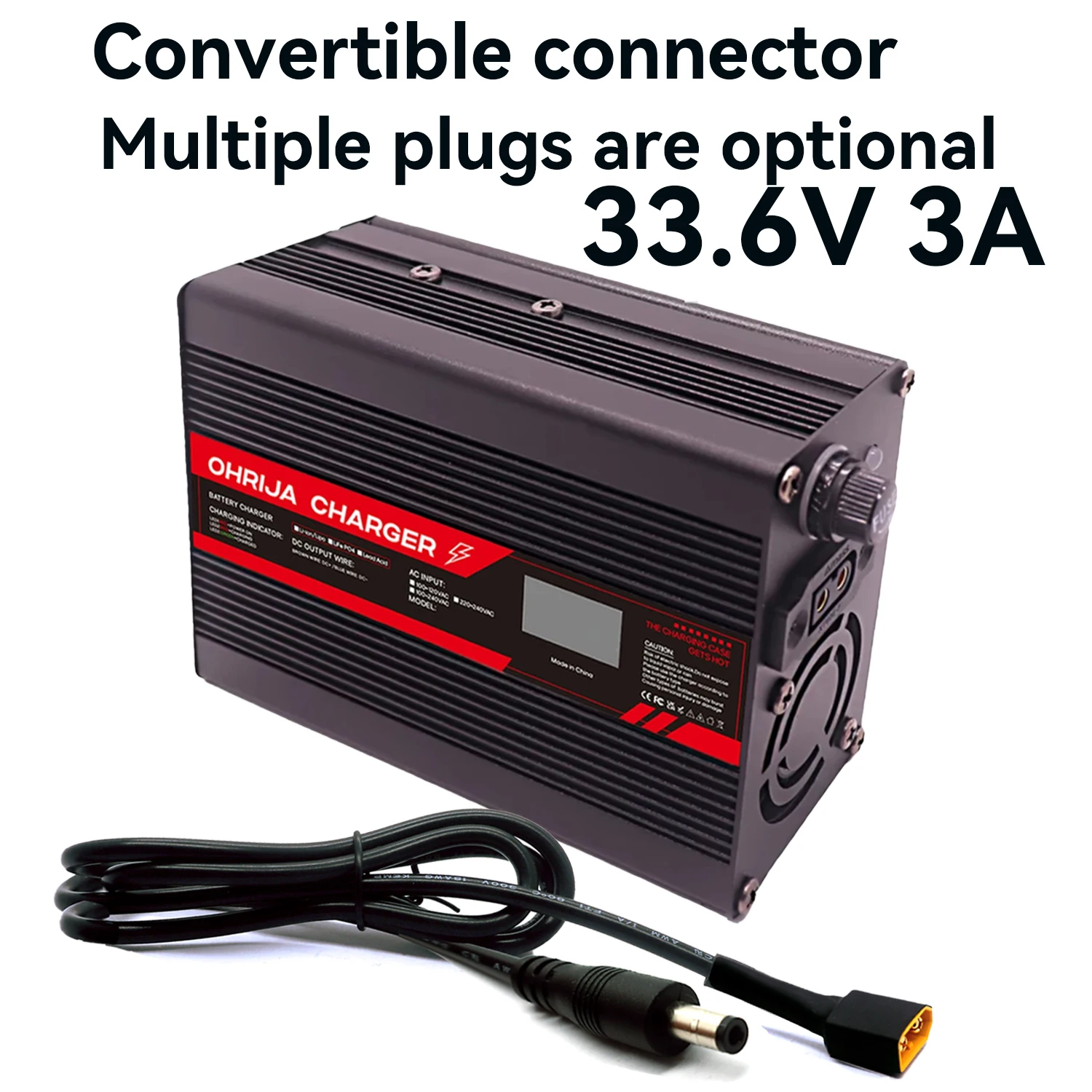 

Быстрое зарядное устройство для литиевой батареи 33,6 В, 3 А для OLED-дисплея 8S, 29,6 В и сменного разъема Быстрая стабилизация с охлаждающим вентилятором