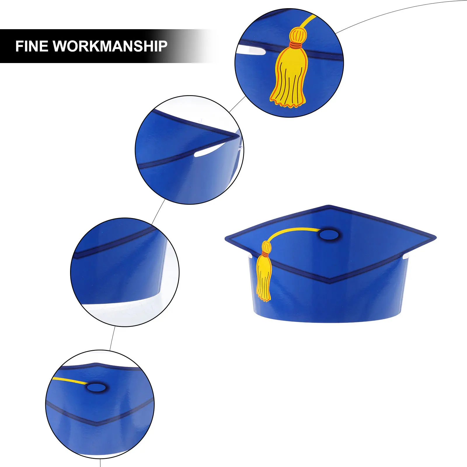 12 Stück Papier-Abschlusskappen, DIY-Handwerk, Abschlussfeier, Dekoration, Fotografie-Requisiten, sicher, stabil, für Kinder und Erwachsene