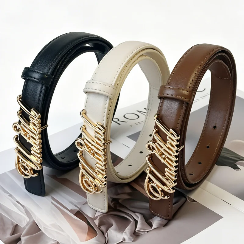 Belt for women with Adjustable Luxury Signature Buckle Design, for Jeans & Dresses, Y2K Style Soft Comfortable Waist Belt