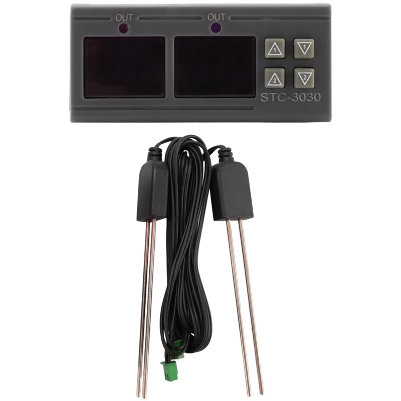 STC-3030 Dual Digital Soil Humidity Controller Hygrometer 2-Way Output Soil Moisture Sensor Probe Cable CNIM Hot