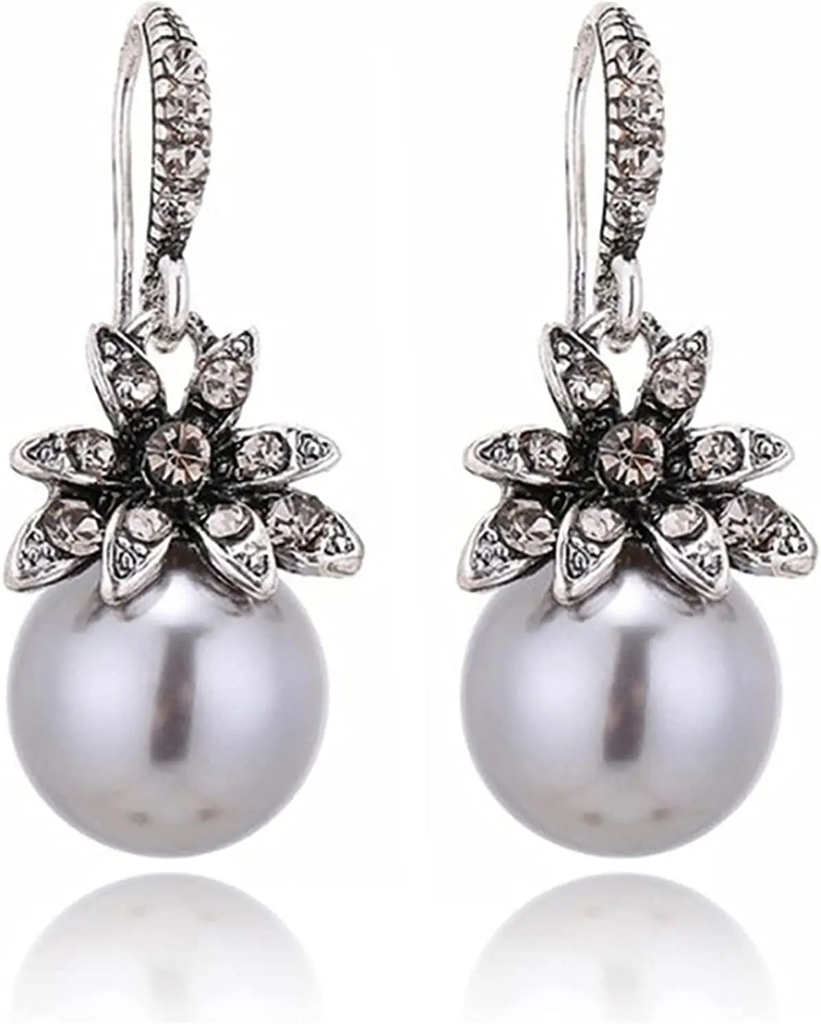 Elegant Faux Pearl Pendant Earrings Earrings Women's Earrings Gift Jewelry(Grey) Deft