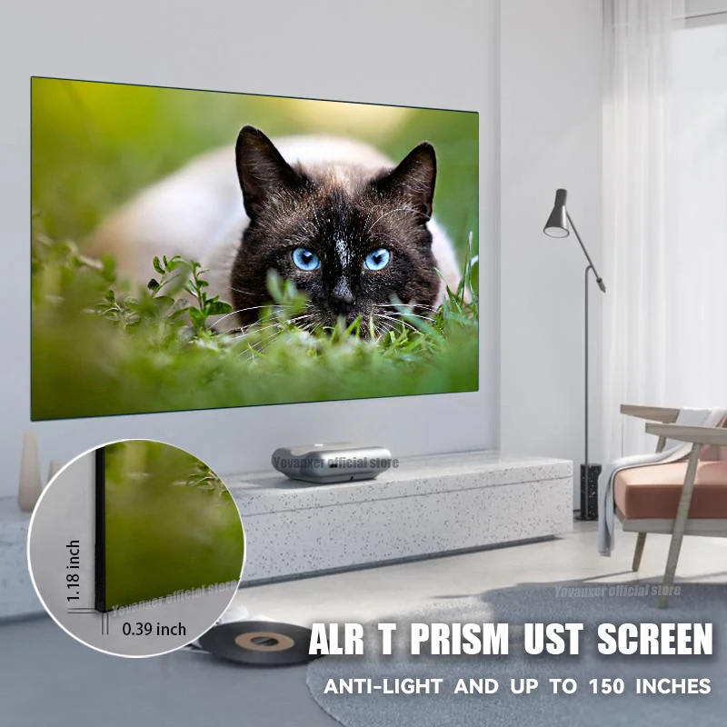 

Super 150 Inches Max ALR UST Fixed Frame Projection Screen T Prism Ambient Light Rejecting for Ultra Short Throw Projector 8K 3D