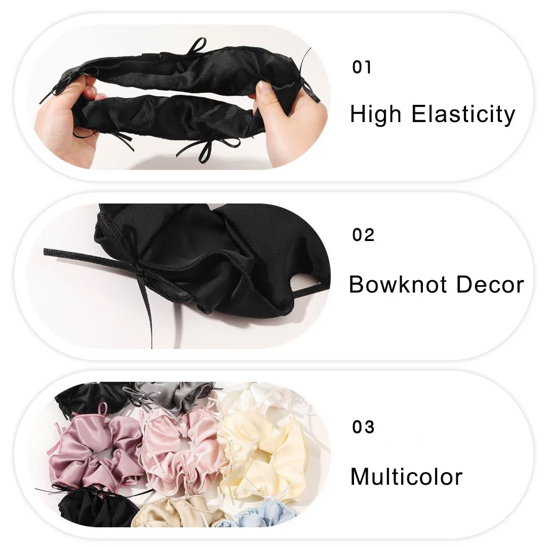 French Ballet Style Ribbon Bowknot Large Hair Ring Women Silk Hair Scrunchies Sweet Elegant Hair Rope Ties Gum Ponytail Holder