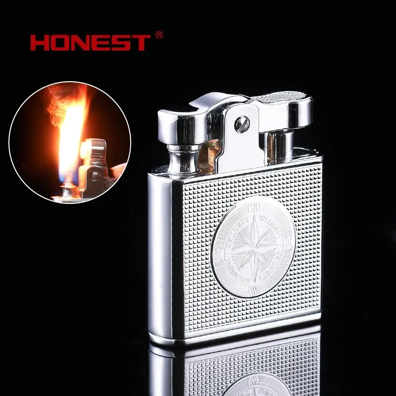 Baicheng Qinghui-Retro Kerosene Lighter, Open Flame, Personalized Outdoor Metal Smoking Cigarette Lighter Gift, Creative Gift