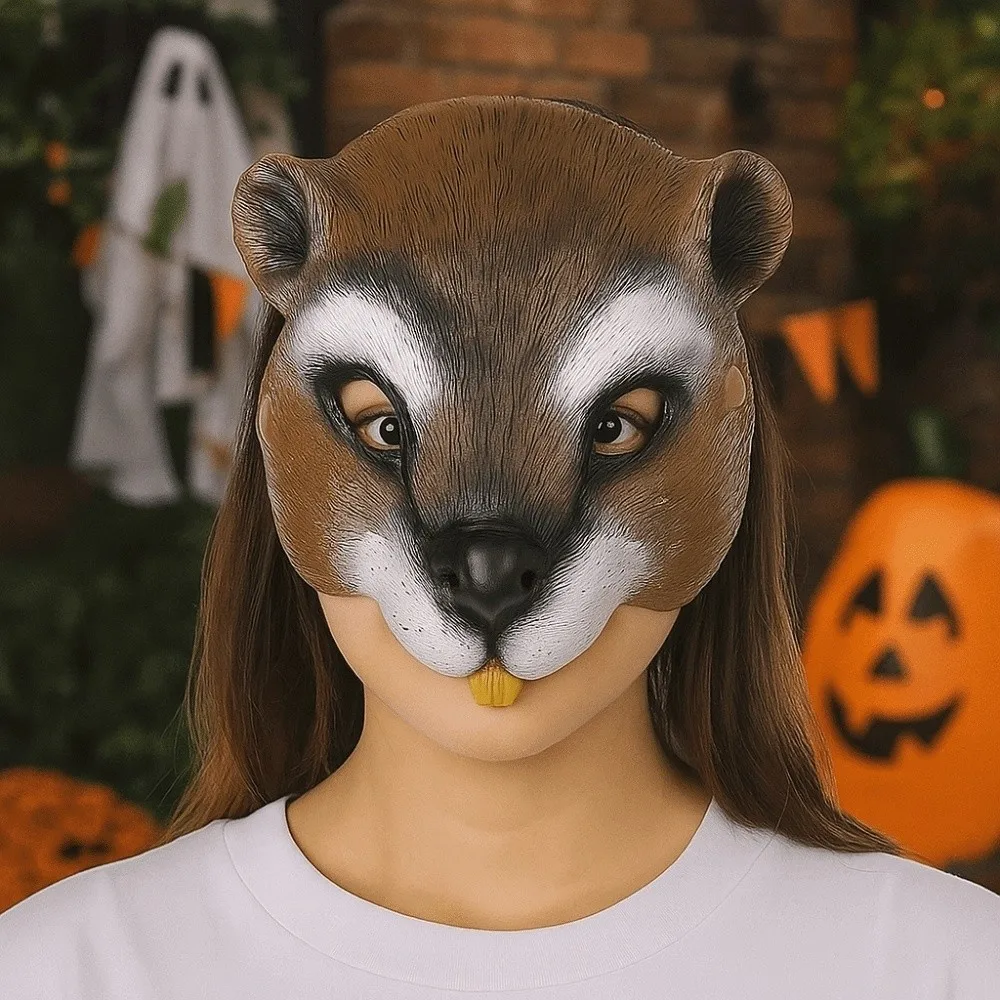 

3D Halloween Squirrel Mask Creativity Funny Halloween Cosplay Mask Unisex Elastic Strapy Animal Half Face Mask Male Female