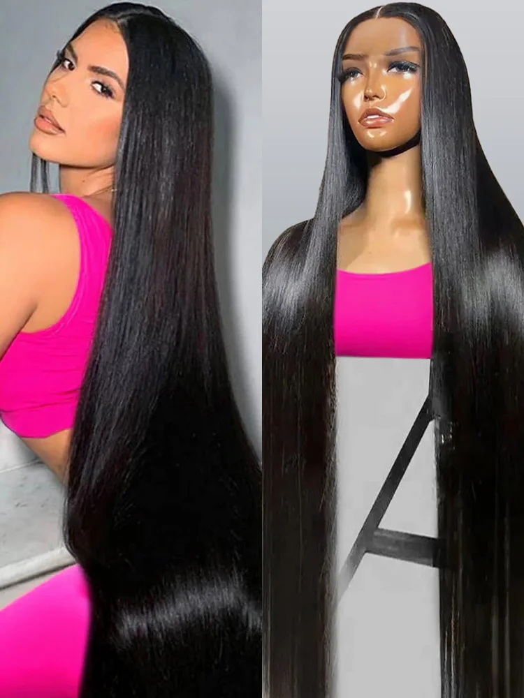 

40 46 Inches Bone Straight 13x6 Lace Frontal Human Hair Wigs Glueless 7x5 Lace Closure Wig Human Hair Pre Plucked Ready To Wear