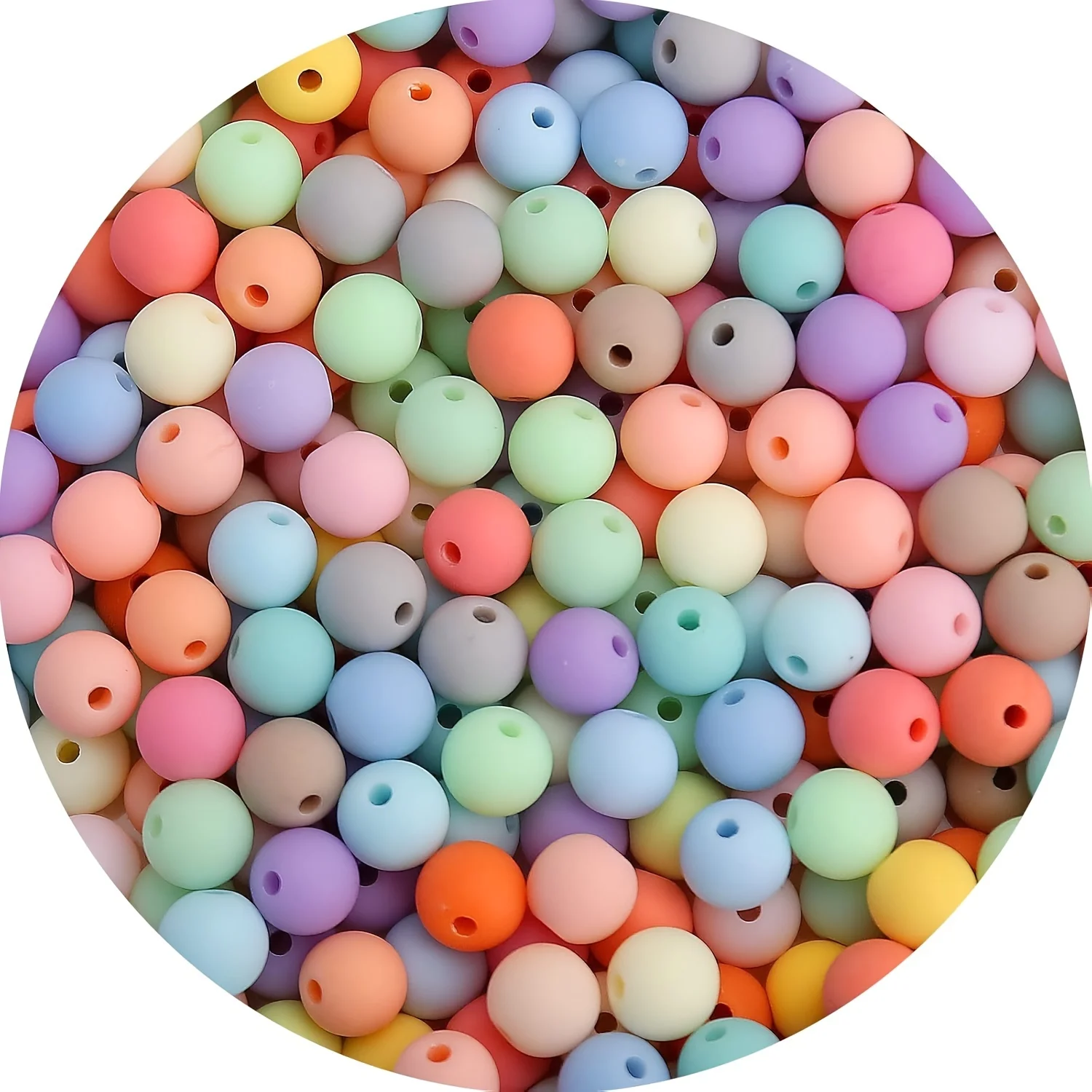

300pcs 9mm macaron color silicone beads keychain making kit, suitable for pens, DIY keychains, necklace and bracelet making sets