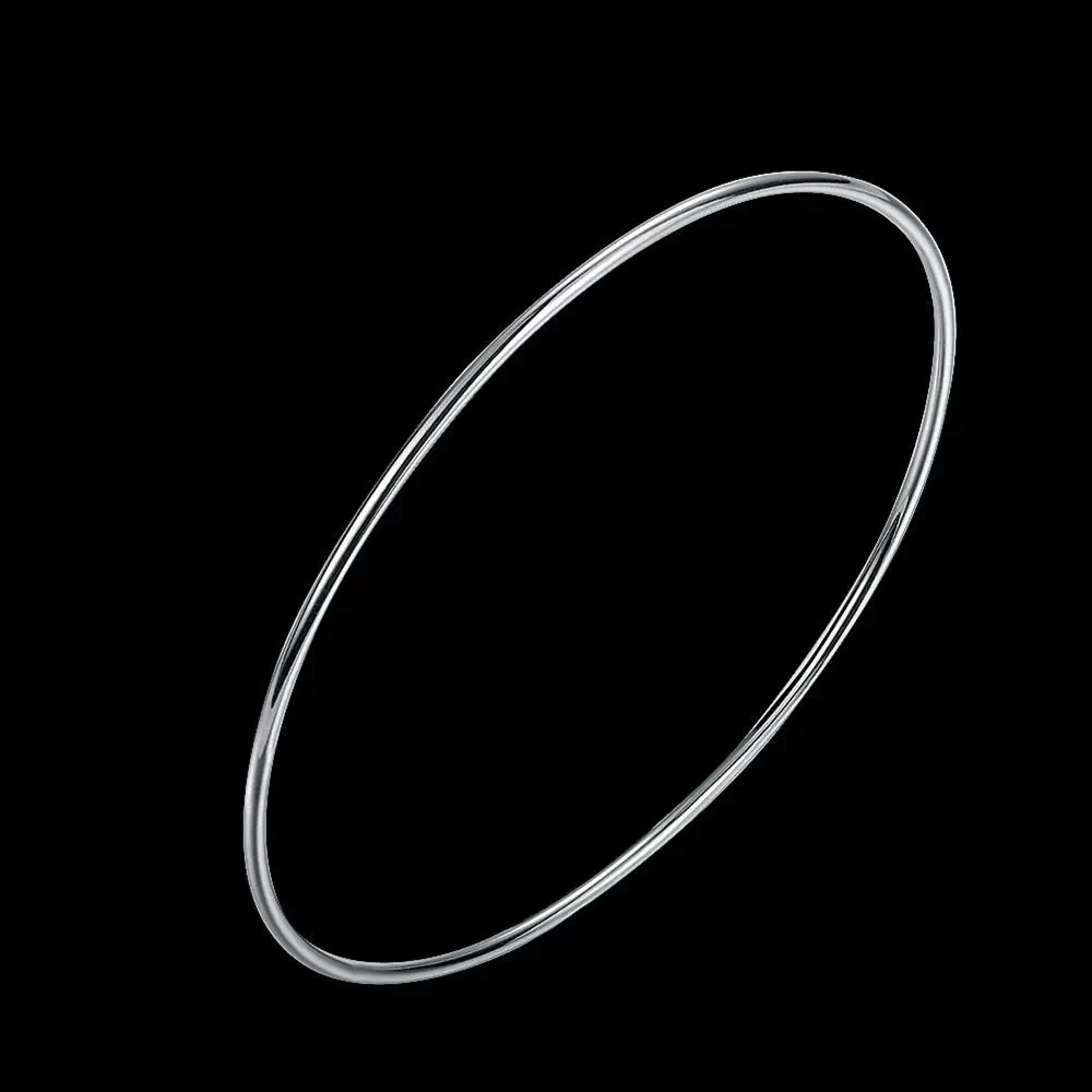 925 Silver Circle Bangle for Women, Classic Bracelet