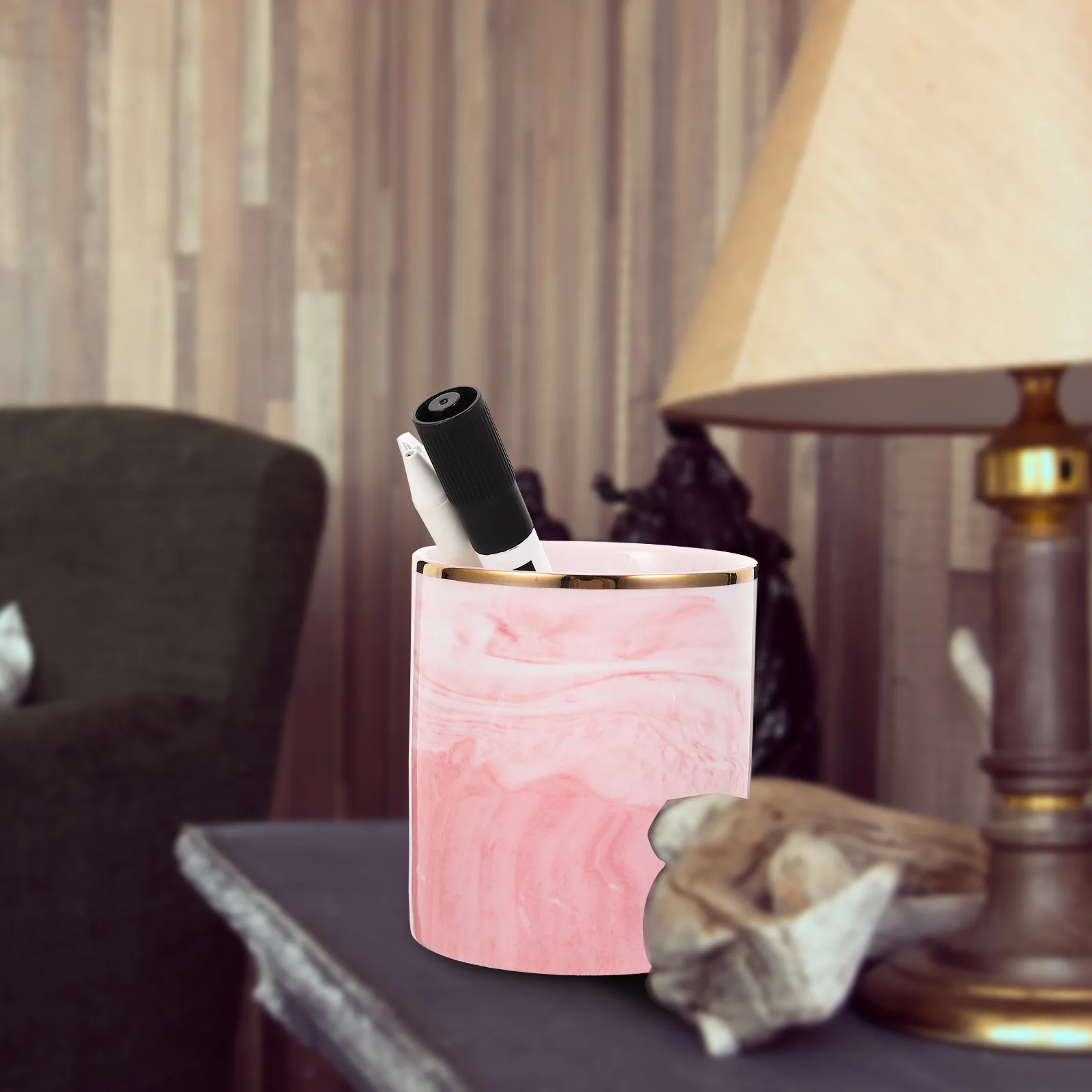 

Pencil Cup for Desk Fashionable Holder Tray Makeup Brush Container Pink Holders Office
