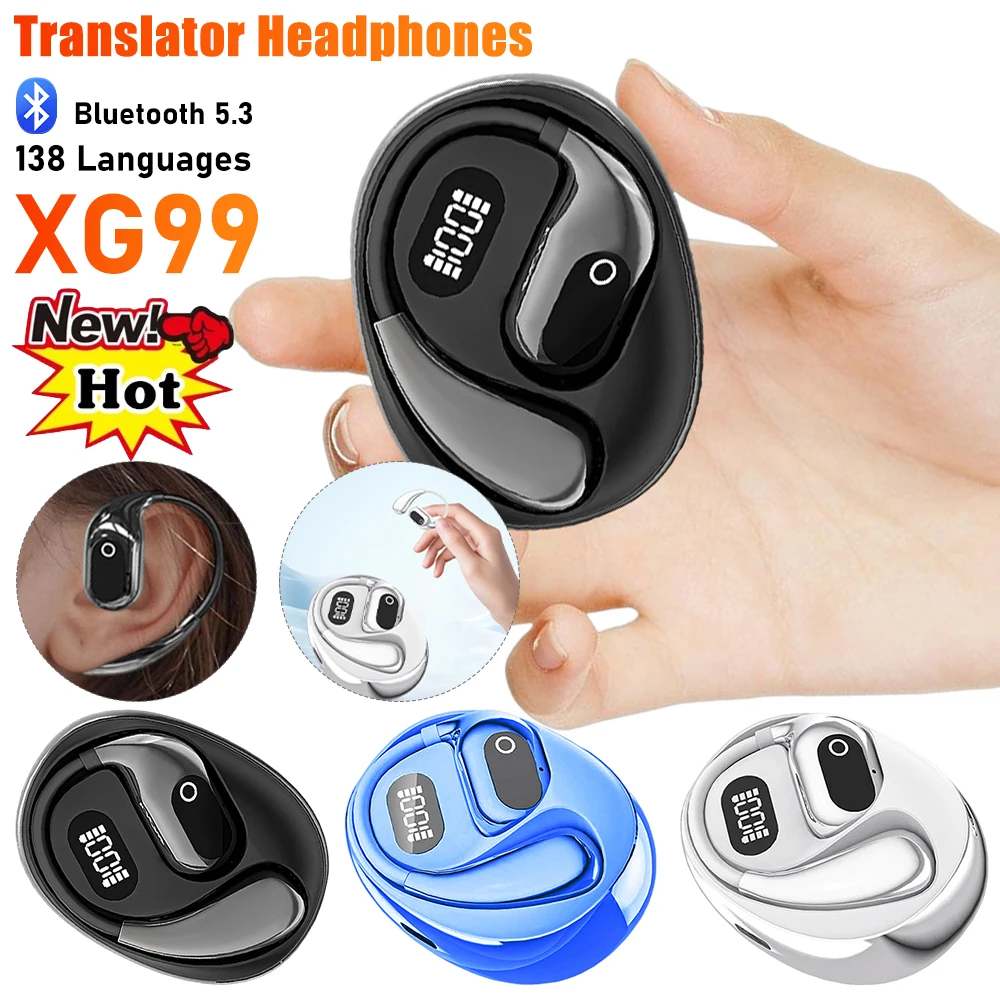 XG99 AI Translator Earbuds 138 Languages Bluetooth 5.3 Instant Translator Real Time ﻿Translation Open Ear Wireless Headphones