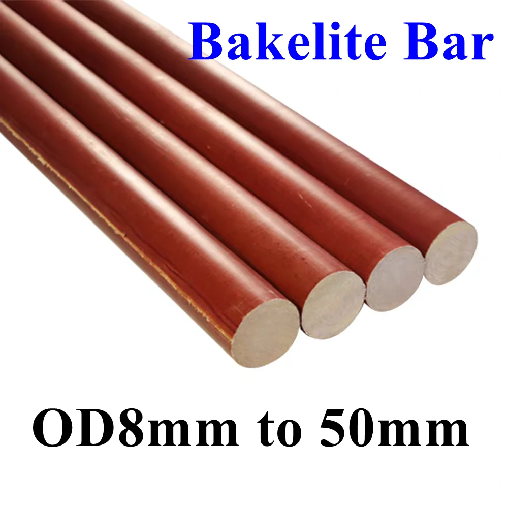 1Pcs 8-50mm Diameter Bakelite Bar Rod Phenolic Laminate Insulation Bar High Temperature Resistant Electric Wood Rod Length 500mm