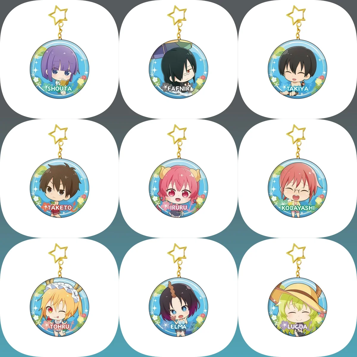 6cm Anime Miss Tohru Kanna Acrylic Keychain Plate Toy Kobayashi's Cartoon Dragon Figure DIY Desk Maid S Decoration Gift