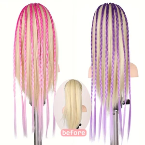 Colorful braids for women, synthetic wig extensions, rubber bands, rainbow braids, ponytail hair accessories, cosplay party 8 Main Sales Hair Rabo Horse - №8