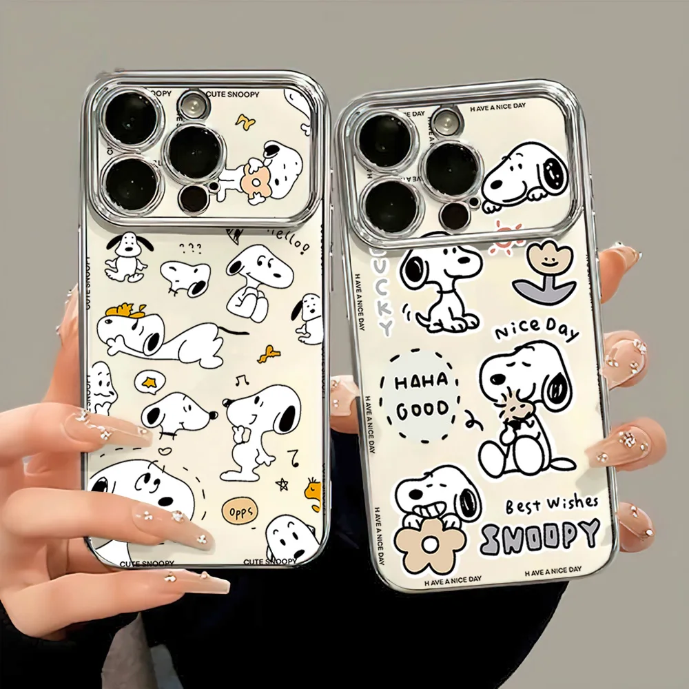 MINISO Cute Kawaii S-Snoopy Electric Ferry Large Window Phone Case For Samsung A22 A23 A32 A51 A20 4G 5G Shell