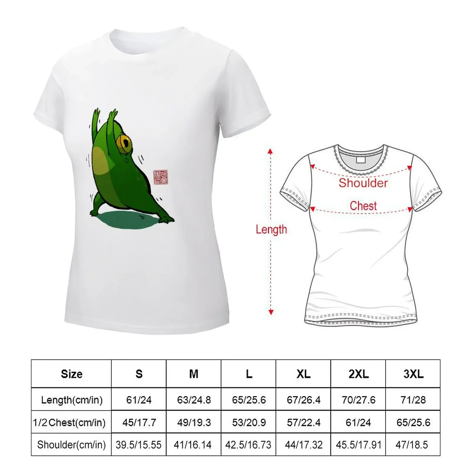 Yoga Frog Warrior Pose T-shirt cute clothes cute tops plus size tops summer clothes for Women