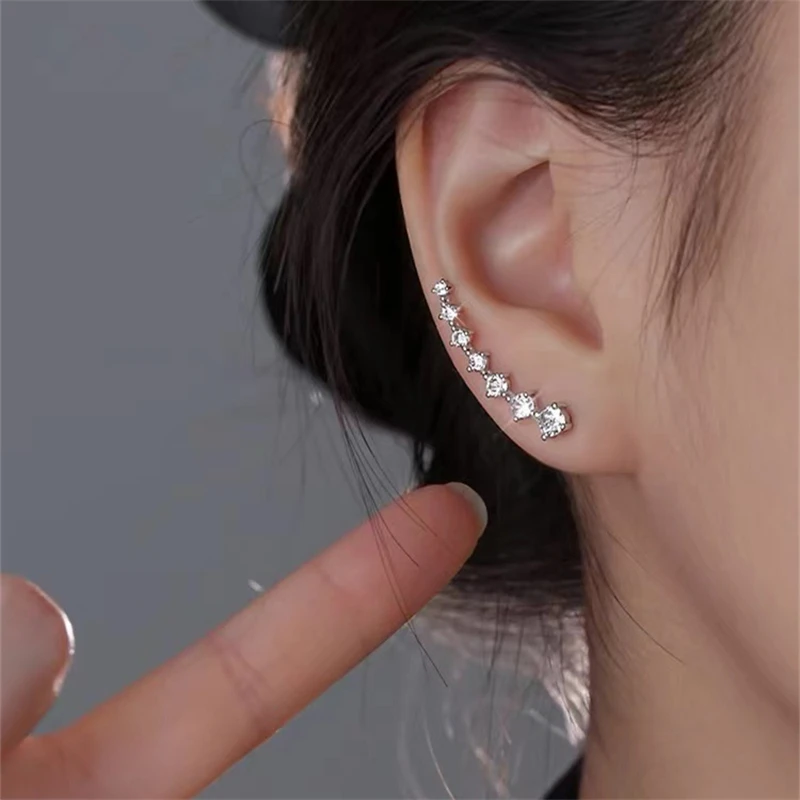 Beidou Seven Star Luxury Colored Crystal Stud Earrings for Women Korean Fashion Hanging Ear Ring Party Jewelry Accessories Gifts