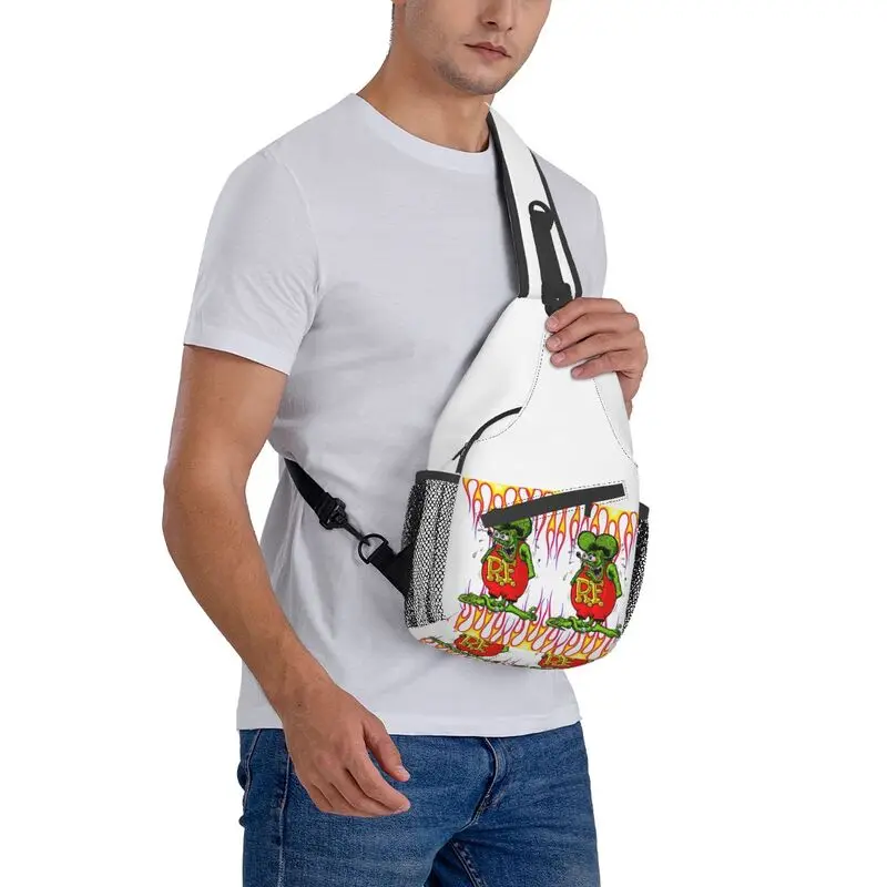 Anime Cartoon Rat Fink Sling Chest Bag zaino a tracolla personalizzato per uomo viaggio escursionismo Daypack