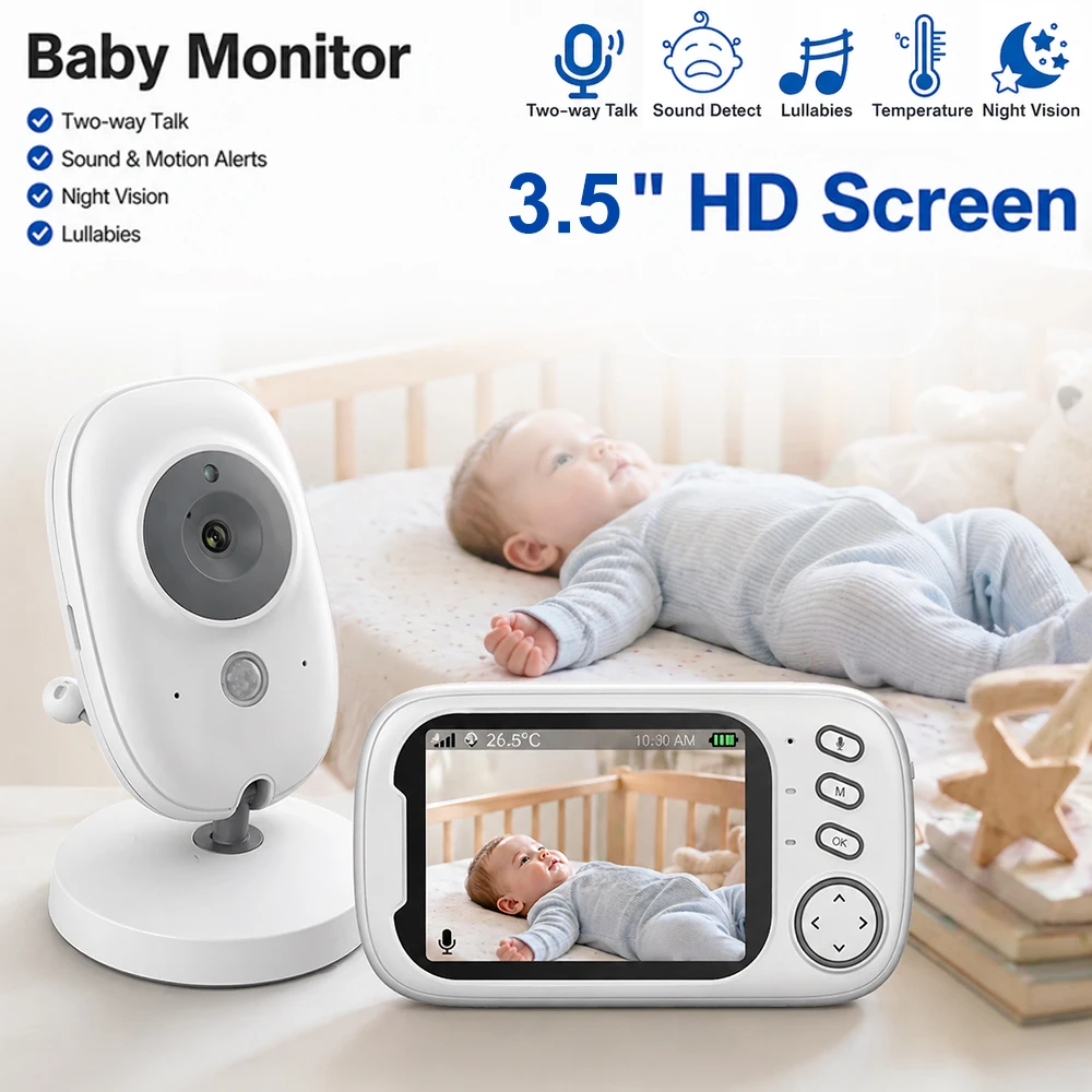 Babyphone mit 3,5-Zoll-LCD-Bildschirm, elektronisches Video mit Kamera und Audio, Nachtsicht, Zwei-Wege-Gespräch, Temperaturüberwachung ABM600
