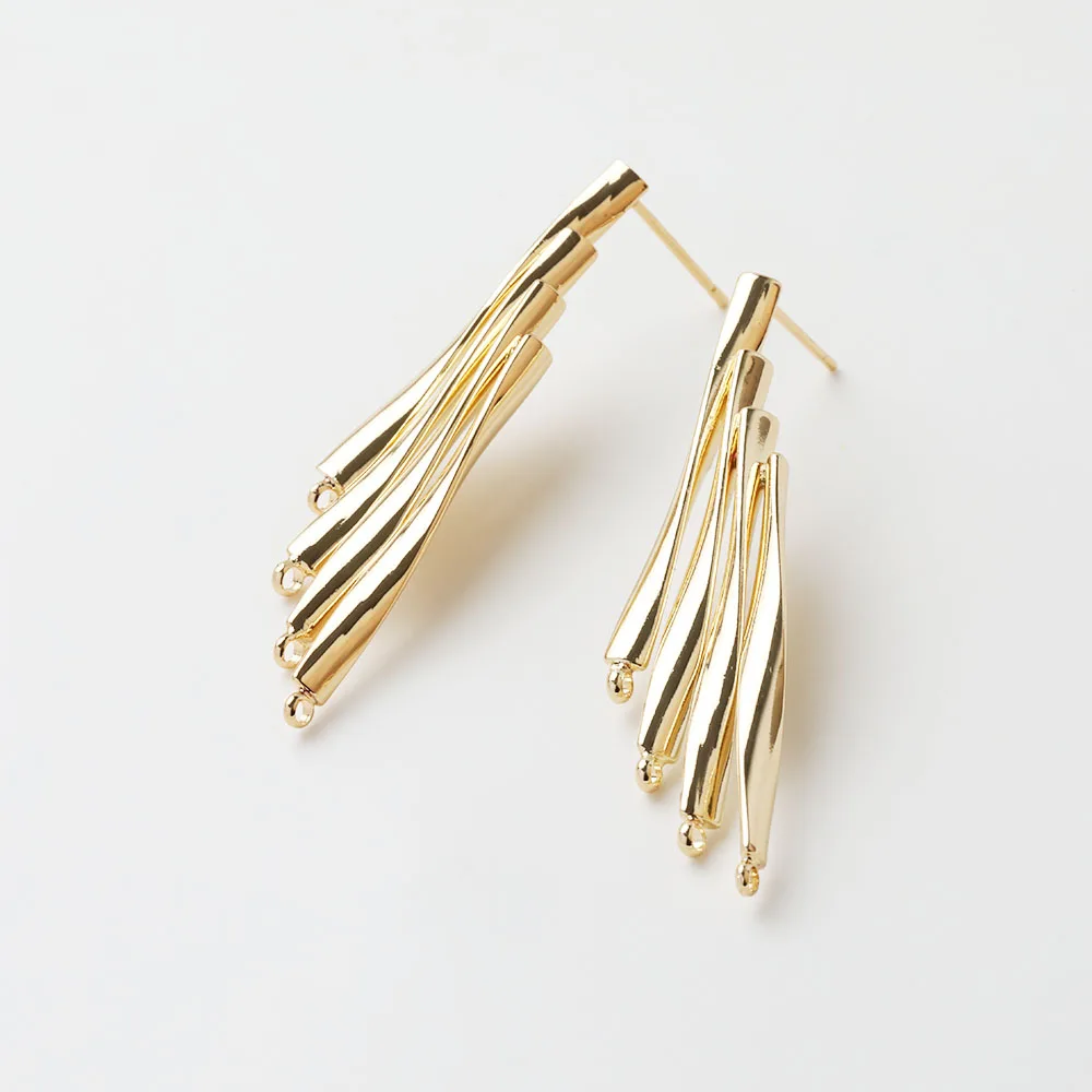 2 قطعة تصميم الأزياء لذيذ الأذن ترصيع أقراط لصنع المجوهرات DIY يدوية النحاس 14 كيلو مطلية بالذهب 12*47.5 مللي متر اكسسوارات #5