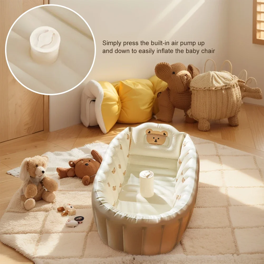 Inflatable Baby Bathtub Built-in Air Pump Portable Travel Shower Basin Travel Portable Toddler Bathtub for 6 Month - 3 Years Old