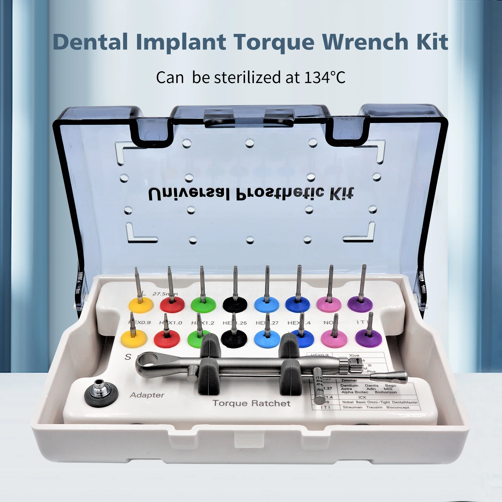 

Dental Implant Prosthetic Kit 16pcs Colorful Screw Drivers Universal Surgical Tool Wrench Implant Repair Tool Kit